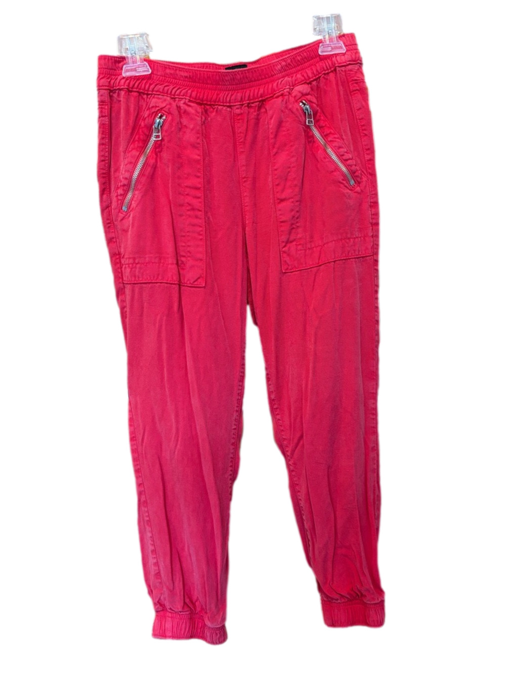 DWP Women’s Red Brody Zip Pockets Utility Elastic Waist Pull On Joggers - Small